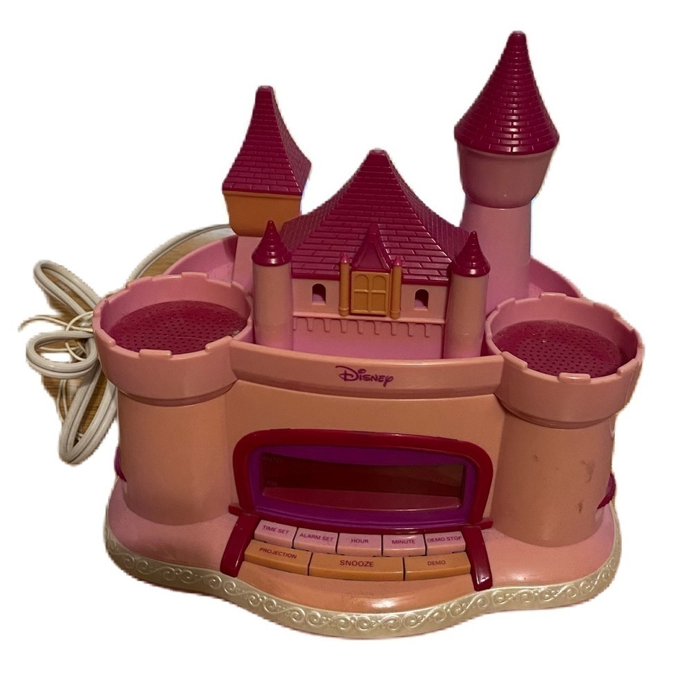 Disney Princess Castle Story Telling Alarm Clock AM/FM Radio Pink Projector